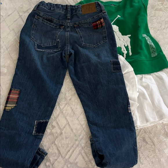 Green Polo Kids Shirt with White Accents - Picture 3 of 7